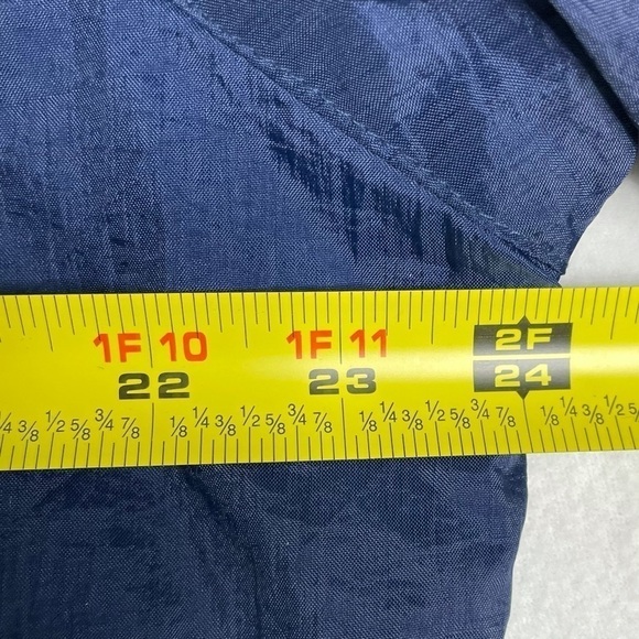 Vintage Athletic Works 90s Navy Silver Windbreaker Jacket Medium Retro - Picture 6 of 8